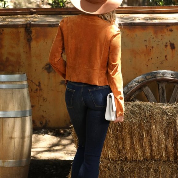 Faux Suede Jacket, Camel - Picture 7 of 8